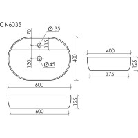 Накладной умывальник Ceramicanova Element 600x400x125 мм CN6035