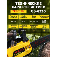 Бензопила Eurolux GS-6220 70/6/27