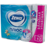Туалетная бумага ZEWA Plus 2-х слойная, 12 рулонов, 12x23 м, свежесть океана 144136 114752