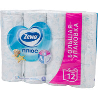 Туалетная бумага ZEWA Plus 2-х слойная, 12 рулонов, 12x23 м, свежесть океана 144136 114752