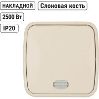Выключатель слоновая кость 1-клавишный открытой установки с подсветкой TDM ELECTRIC IP20 10А, серия "Дача" Народная SQ1824-0018