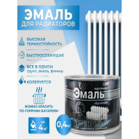 Краска для радиаторов отопления Радугамалер белая, термостойкая, акриловая, полуглянцевая, 0.4 кг 4650001276865