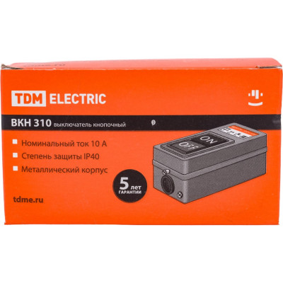 Кнопочный выключатель TDM ELECTRIC ВКН-310 3Р 10А 230/400В IP40 SQ0716-0001