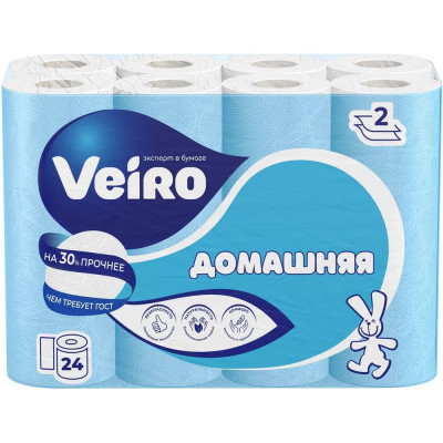 Туалетная ролевая бумага VEIRO Домашняя 24 шт, 1С224
