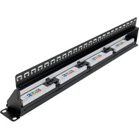 Панель NIKOMAX 19", 1U, 24 порта, Кат.5e, RJ45/8P8C, неэкран., черная NMC-RP24UD2-ES-1U-BK