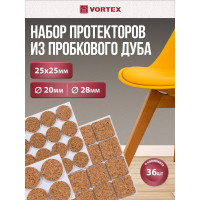 Износостойкие протекторы из пробки VORTEX диам. 20мм, диам. 28мм, 25x25мм 26006