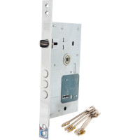 Корпус сувальдного замка DOORLOCK DL9252K/60/85мм, 5 ключей, хромированная фронтальная планка 28х300мм, реверсивный, диаметр ригелей 16мм, OEM 75338
