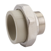 Муфта комбинированная разъемная с наружной резьбой VALFEX PP-R серая, 63 мм х2" 10156050Г 127-0352