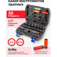 Набор инструментов FORCEKRAFT ударные, 32пр, 1/2" FK-4323-5MPB(26459)