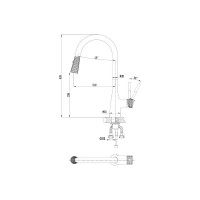 Смеситель для кухни с выдвижной лейкой DQ Rhein.Schiller, хром-золото DA1462504A