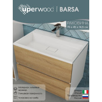 Полувстраиваемая раковина для ванной uperwood Barsa_70 см, прямоугольная 2911020345