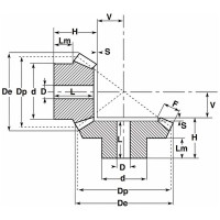 Коническая зубчатая пара ISKRA передаточное число 1:1, M=1,5, Z1=16, Z2=16 C27B161