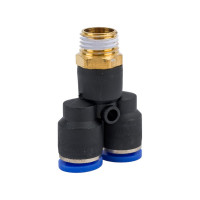 Фитинг цанговый Y-образный трубка 8 мм, внешняя резьба 1/4" Pegas pneumatic 5704