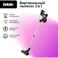 Вертикальный пылесос bbk BV2512 черный/белый 00-00000273