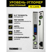 Электронный уровень-угломер TECHNICOM с магнитом, ЖК дисплей, 415 мм, 0-360° TC-LA415