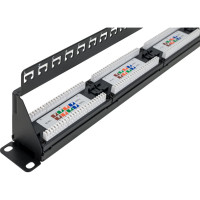Панель NIKOMAX 19", 1U, 24 порта, Кат.5e, RJ45/8P8C, неэкран., черная NMC-RP24UD2-ES-1U-BK