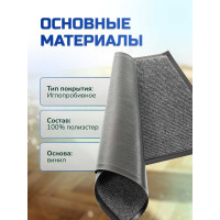 Влаговпитывающий коврик In'Loran 60x90 см., КОМФОРТ, серый 20-694