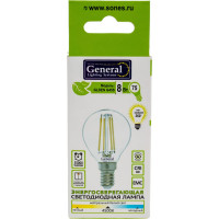 Светодиодная лампа General Lighting Systems Филамент прозрачный E14 8Вт 230В 630Лм 4500К Нейтральный белый свет Шар GLDEN-G45S-8-230-E14-4500 649978
