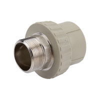 Муфта комбинированная под ключ с наружной резьбой VALFEX PP-R серая, 50 мм х1 1/2" 10135050Г 127-0372