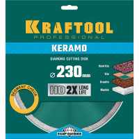 Диск алмазный отрезной сплошной по керамограниту KRAFTOOL Keramo 230х22 мм 36684-230