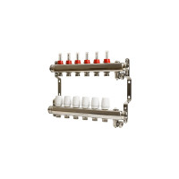 Коллекторная группа VRT 1"х3/4", евроконус, 6 выходов, c расходомерами 530145