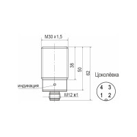 Индуктивный датчик ТЕКО ISB AC8A-43P-10-LZS4 Sn=10 мм, корпус М30x1,5 алюминий заподлицо, 10 ... 30 DC NO/NC PNP, IP67, подключение разъем 00-00024417
