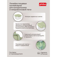 Контейнер для холодильника и микроволновой печи Phibo Smart lock 1,6 л, зеленый 431160409