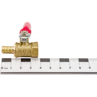 Кран шаровый внутренняя резьба 1/4"M на елочку 8 мм, латунь Pegas pneumatic 4409