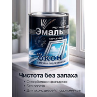 Эмаль акриловая для окон, дверей и подоконников Радугамалер белая полуглянцевая 0,9 кг 4640000602413