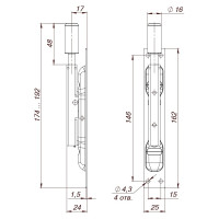 Торцевая задвижка FUARO RIGEL-set/160 D16x60mm (TDB set 160-24) в комплекте с ригелем 42251