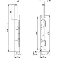 Торцевая задвижка FUARO D12x80 мм (TDB set 160-24) в комплекте с ригелем RIGEL-set/160 40709