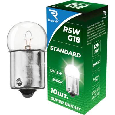 Rekzit Лампа накаливания R5W/G18 5W 12V Standart 1 упак. 90403