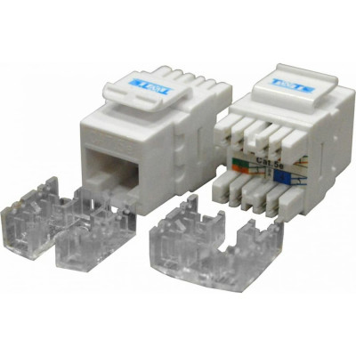 TWT Модуль Keystone RJ45, кат.5e, UTP, 180 градусов, белый, -OK45UTP180/5E-WH