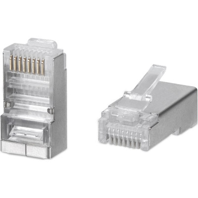 Cabeus Коннектор RJ-45 под витую пару, категория 5e, экранированный, универсальный (для одножильного и многожильного кабеля) для проводников с толщиной по изоляцупаковка (100 шт.) 8P8C-SH