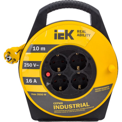 IEK Катушка УК10 с т/з 4 места 2Р+PЕ/10м 3х1,5 мм2 