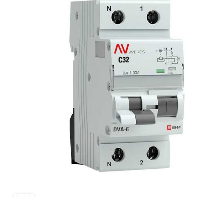 Дифференциальный автомат EKF AVERES DVA-6 rcbo6-1pn-32C-30-ac-av