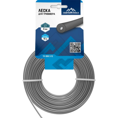vertextools ЛЕСКА ДЛЯ ТРИМЕРА КРУГ. С СЕРДЕЧ. 3мм VERTEX 15м YK-888-3-15