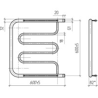 Водяной полотенцесушитель ТЕРА Фокстрот 600х600 наружная резьба 1 ПСВ-02-10