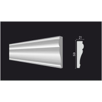 Стеновой молдинг Decor-Dizayn ударопрочный влагостойкий под покраску 59Х21Х2000мм 161А