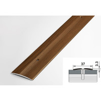 Порог прямой алюминиевый декоративный (37 мм, 1,8 м, Дуб темный) ЛУКА 00000001368