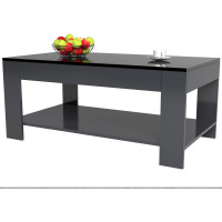 Журнальный стол Мебелик BeautyStyle 26 графит темный U961 стекло черное 4972