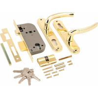 Врезной замок с ручками Аллюр 132/1 GP латунь 1089