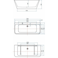 Ванна Aquanet 1700x750 мм, акриловая, слив-перелив, белый матовый/черный матовый Black matte 00293081