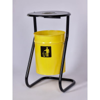 Металлическая уличная урна ПРОФМЕТСТИЛЬ желтая, с пепельницей 605