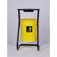 Металлическая уличная урна ПРОФМЕТСТИЛЬ желтая, с пепельницей 605