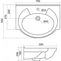 Тумба с раковиной Onika Моника 75 напольная, белая, с корзиной 107502