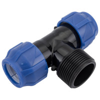 Компрессионный переходной тройник VALFEX ПНД, с наружной резьбой, 25-1 1/4"-25 1210022511425