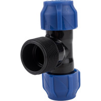 Компрессионный переходной тройник VALFEX ПНД, с наружной резьбой, 25-1 1/4"-25 1210022511425