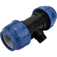 Компрессионный переходной тройник VALFEX ПНД, с наружной резьбой, 50-1"-50 1210025010050