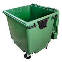 Мусорный контейнер Тара.ру полиэтилен, 1100 л, на колёсах, цвет зелёный 25449